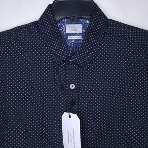 7 Diamonds Shirt Mens Small Navy Polka Dot Roll Cuff Avalon NWT